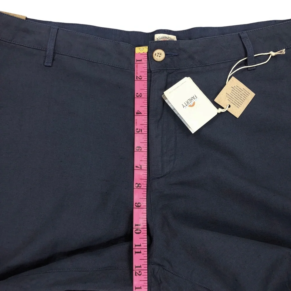 Faherty Men's Linen Blend Flat Front Chino Shorts Size 42 Blue 10